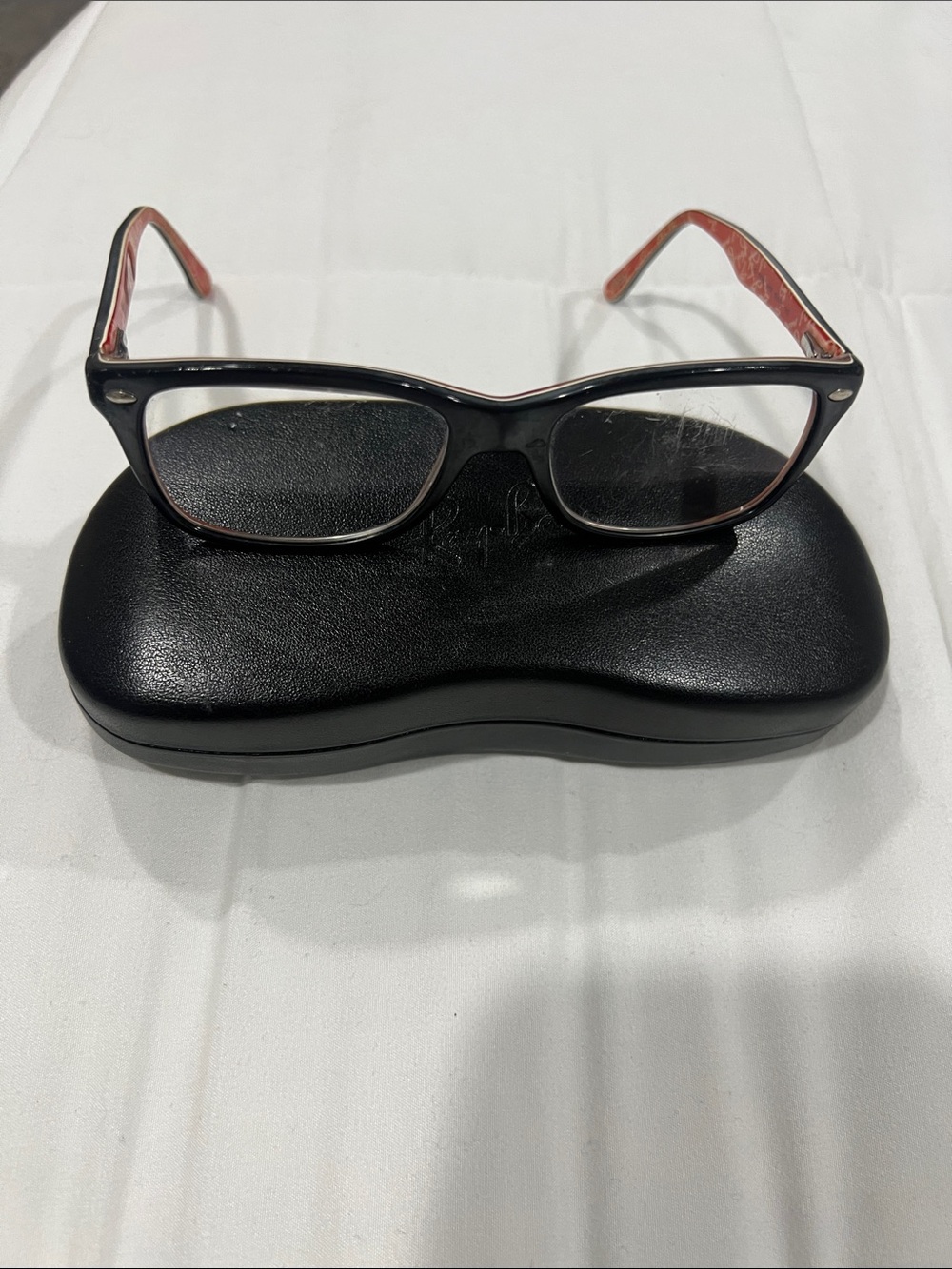 Ray-Ban Black Frame Sunglasses with Red Inner Trim